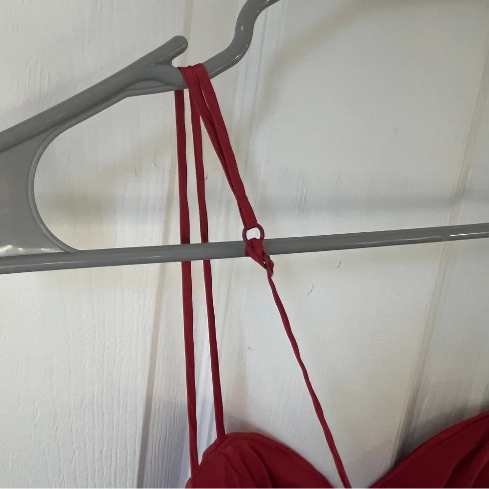 Betsey Johnson 95% Silk Ruched Mini Vintage Dress in Red - Picture 9 of 16